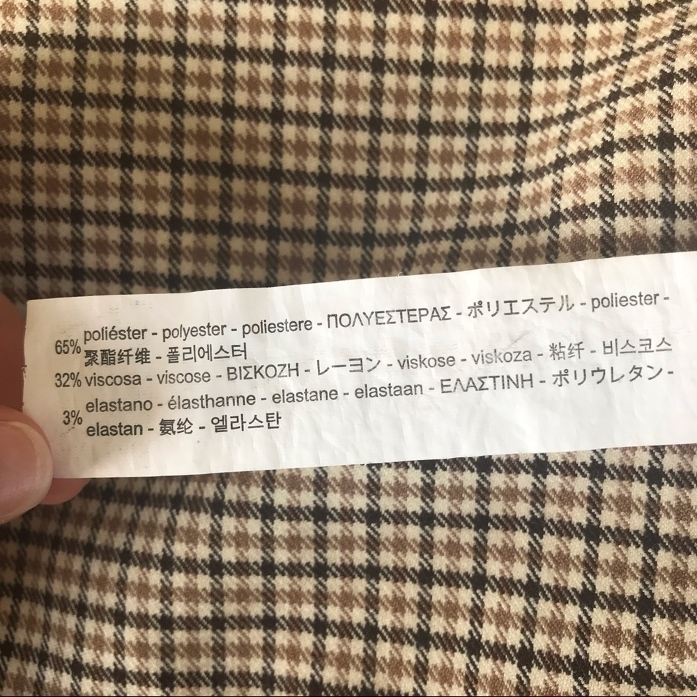 Zara Woman Sml High Waisted Button Side Fishtail Asymmetrical Skirt Plaid - Picture 9 of 11